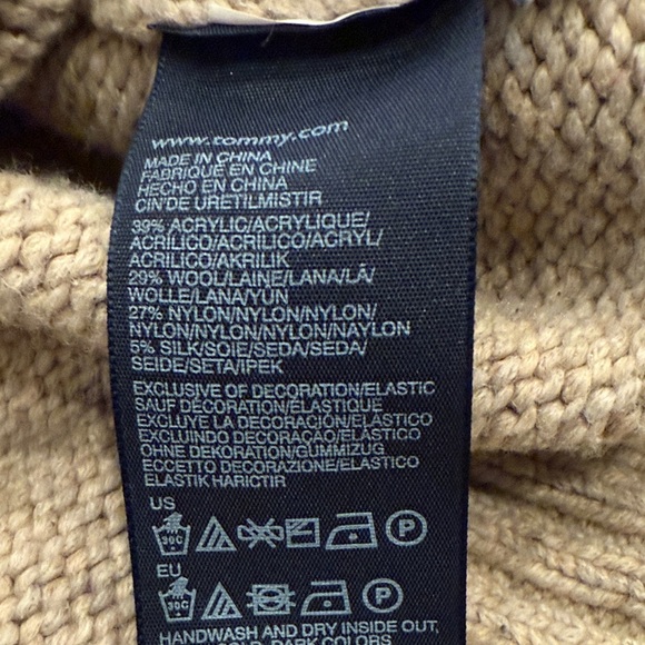 Tommy Hilfiger Wool Blend Navy and Beige Zip Up Pullover Sweater SzL - Picture 7 of 7